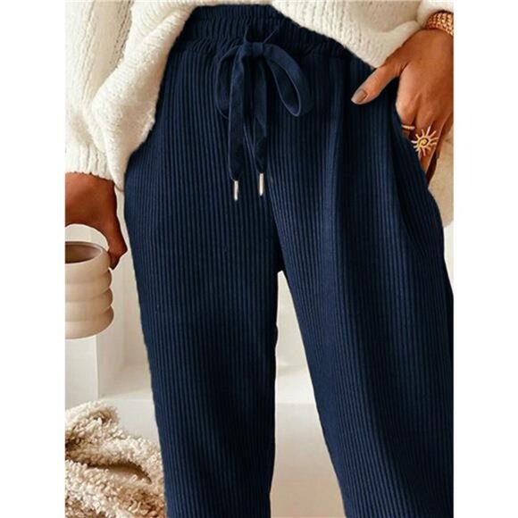Casual Corduroy Drawstring Waist Pants - Picture 15 of 16